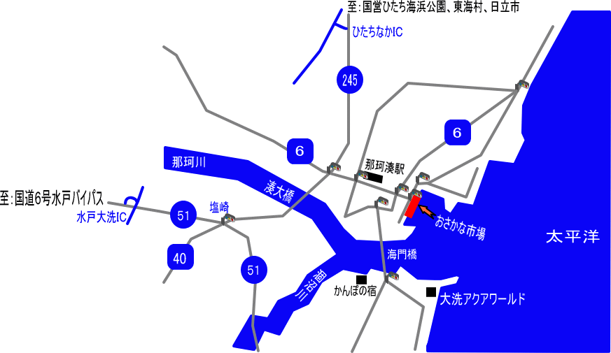 『海鮮すし 海花亭』（inひたちなか市 那珂湊おさかな市場内）周辺の地図