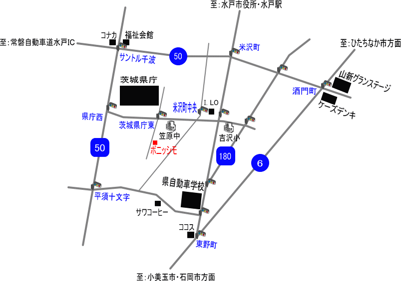 『レストラン　ボニッシモ』（in水戸市）周辺の地図
