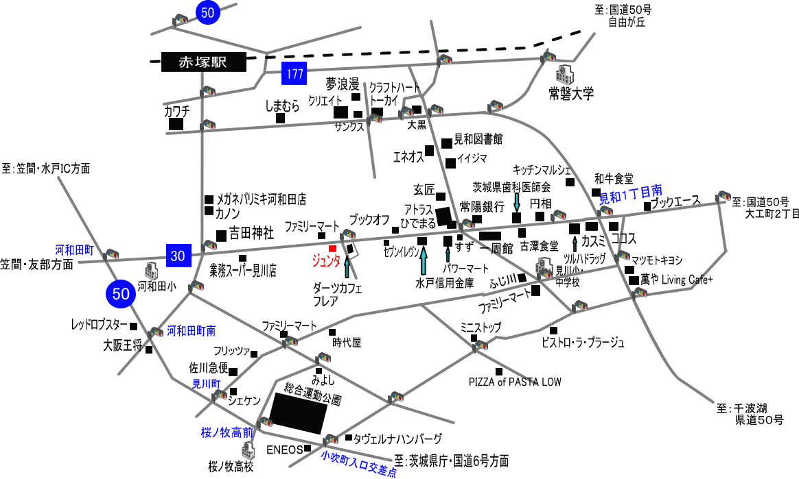 ラーメン『ジュンタ』（in水戸市）周辺の地図