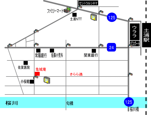 亀城庵周辺の地図