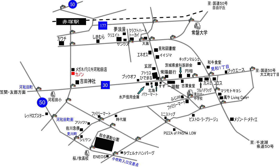 『大ちゃんシェフスイーツ工房カノン(CANON)』（in水戸市）周辺の地図