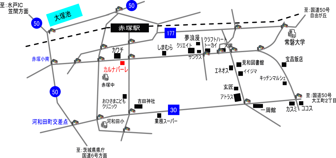 『下町洋食レストラン カルナバーレ』（in水戸市）周辺の地図